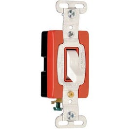 Toggle Switch, Single Pole, White, 120/277-Volt, 20-Amp