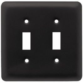 Toggle Wall Plate, 2-Gang, Stamped, Round, Matte Black Steel