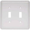 Toggle Wall Plate, 2-Gang, Stamped, Round, White Steel