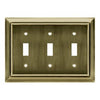 Toggle Wall Plate, 3-Gang, Architectural, Antique Brass Zinc