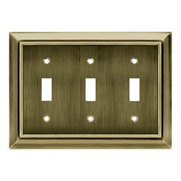 Toggle Wall Plate, 3-Gang, Architectural, Antique Brass Zinc