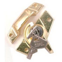 Window Sash Lock, Keyed, Polished Brass