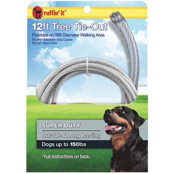 Westminster Pet Ruffin' it Tree Tie-Out Cable For Extra Large Dogs, 12 Ft.