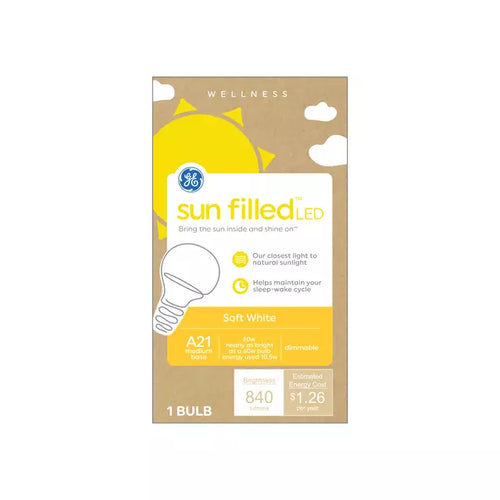 GE Sun Filled LED 60 Watt Replacement, Soft White, A21 General Purpose Bulbs (1 Pack)