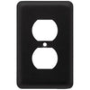 Duplex Wall Plate, 1-Gang, Stamped, Round, Matte Black Steel